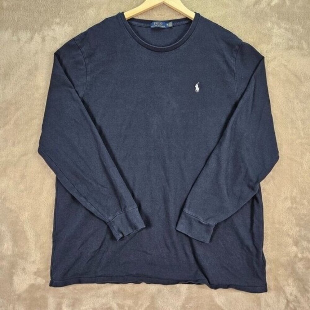 Polo Ralph Lauren Sweatshirt Blue Long Sleeve White Pony Logo Men's Size 2XL XXL